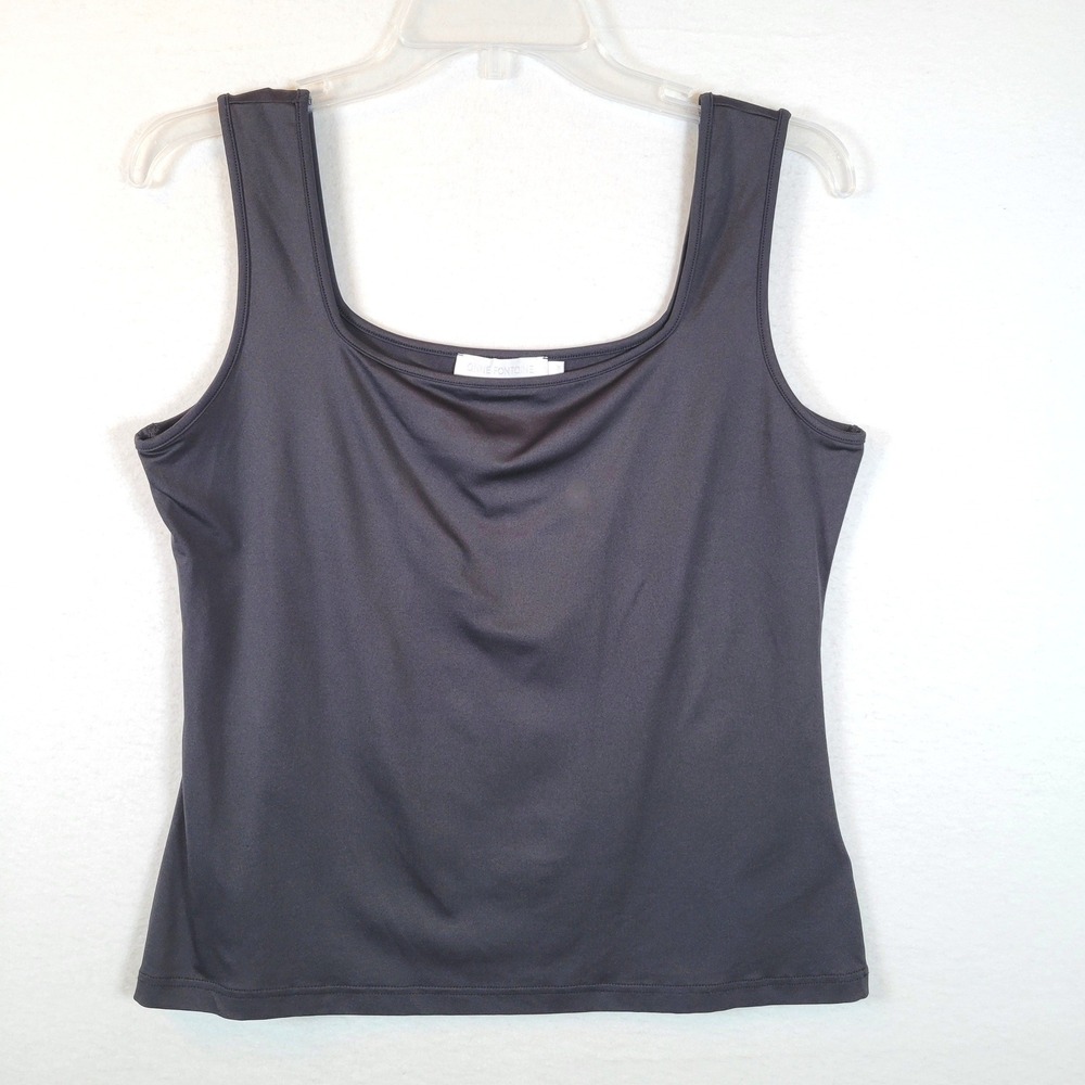Anne Fontaine Womens Square Neck Minimalist Tank Size 44 Black Quiet Luxury
